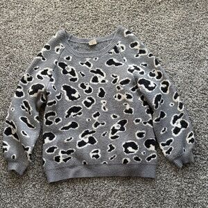 By Together Gray and Black Animal Print Sweater